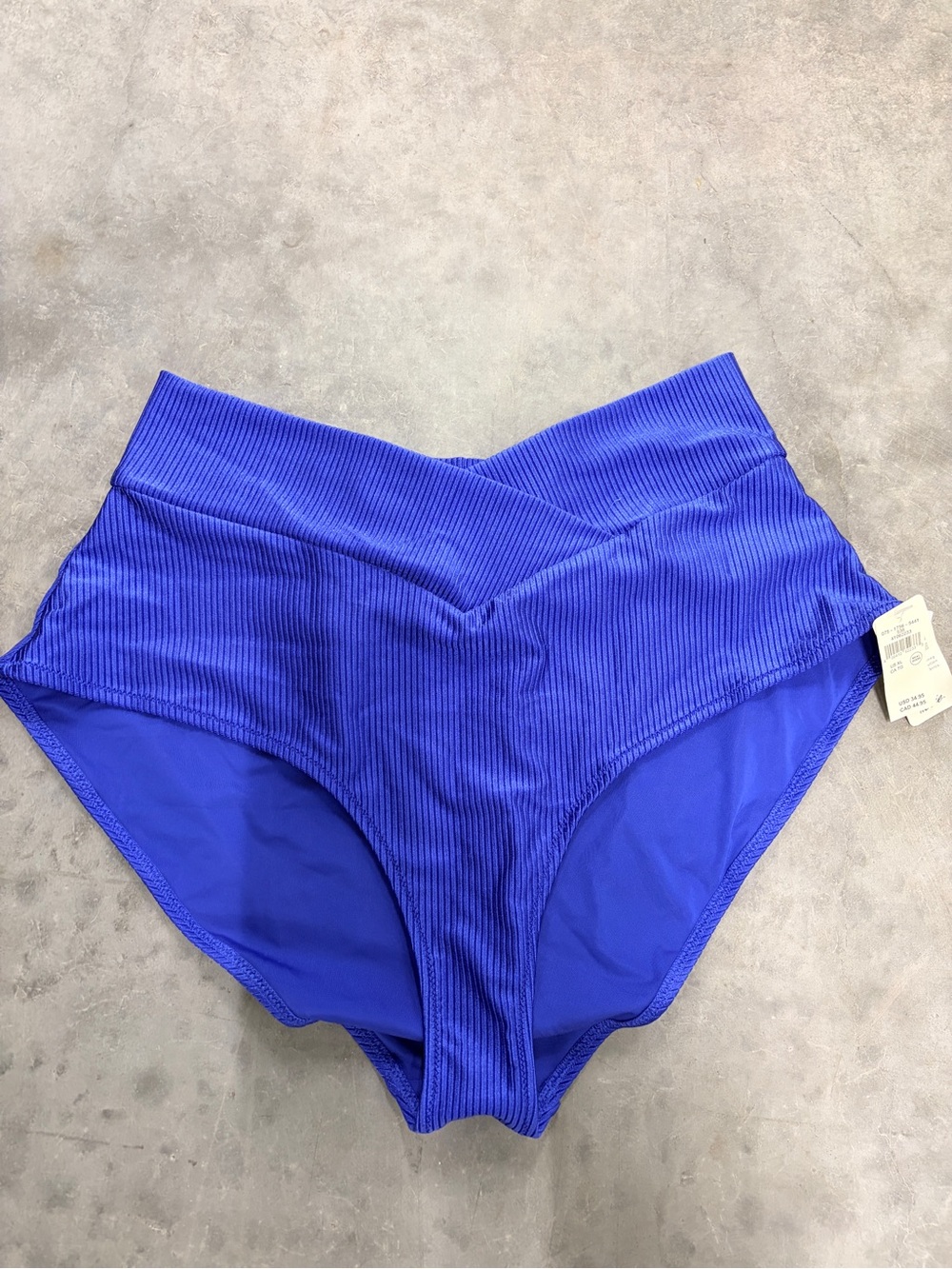 aerie Ribbed High-Waist Bikini Bottoms - Royal Blue